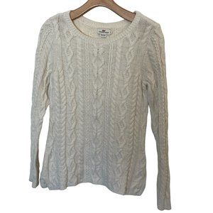 Vineyard Vines Womens White Cable Knit Sweater Sz Medium L/S